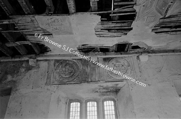 CARRICK CASTLE  DINING HALL FROM EAST END FRAGMENTS OF CEILING